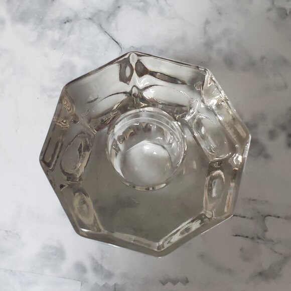 MCM Vintage Clear Crystal Faceted Candlestick Holder - Picture 5 of 6